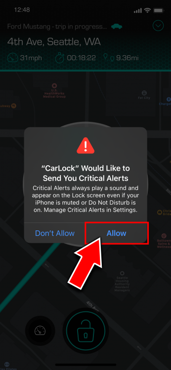 CarLock critical alerts