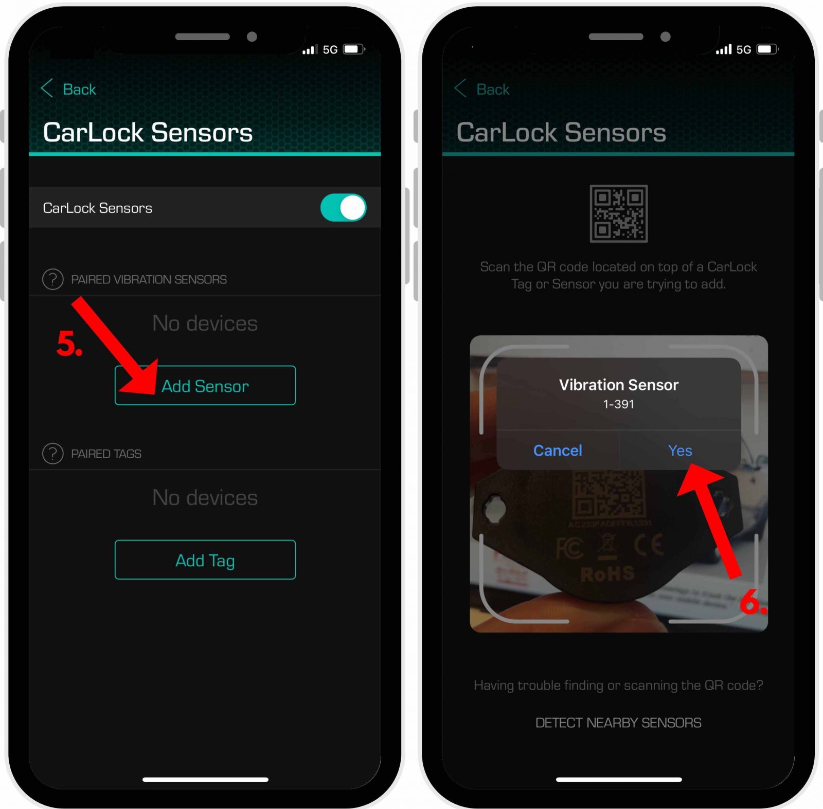 How to pair and turn on the Vibration Sensor CarLock