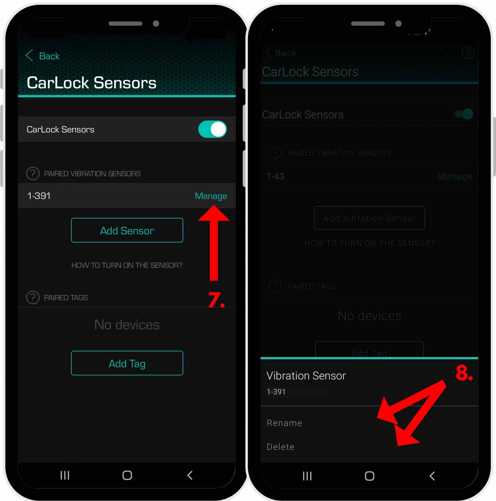How to pair and turn on the Vibration Sensor CarLock